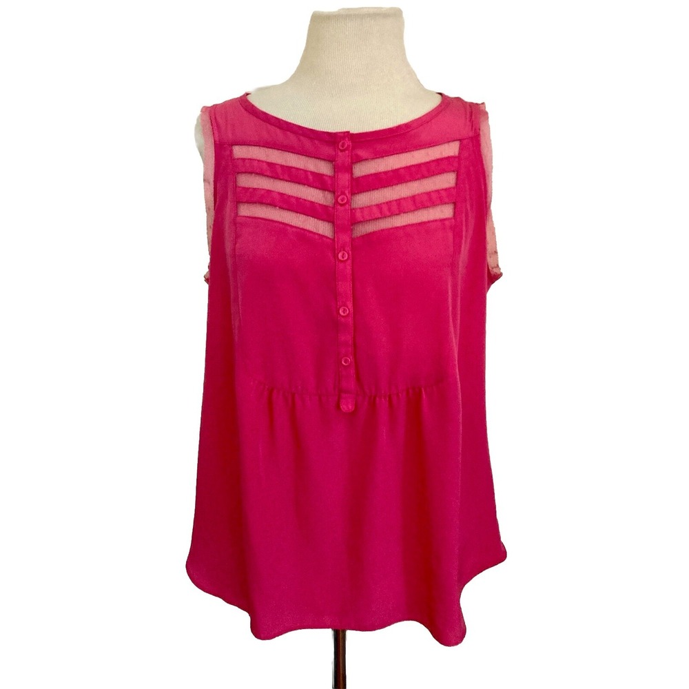 Princess Vera Wang Shirt Sz L Sleeveless Top Sheer Pink prairie Triad wife